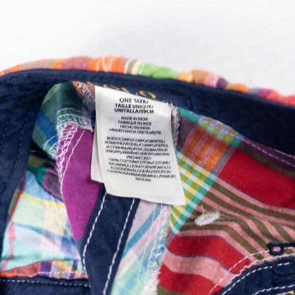 Polo Ralph Lauren Madras Patchwork Plaid Pony Hat Multi Color Adjustable Cap - Picture 4 of 6